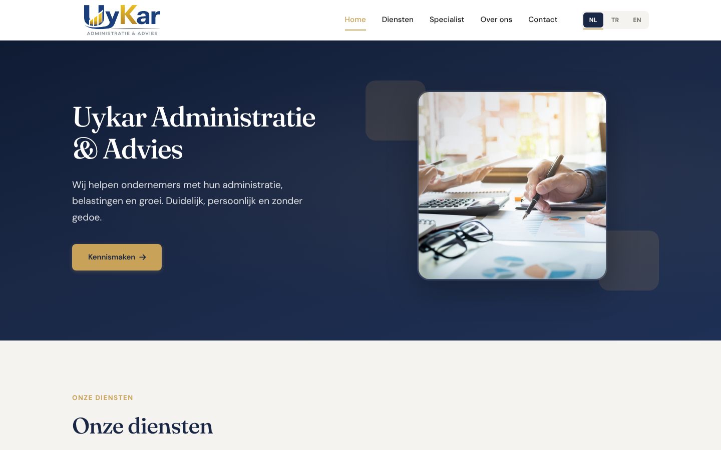 Homepage van Uykar Administratie & Advies