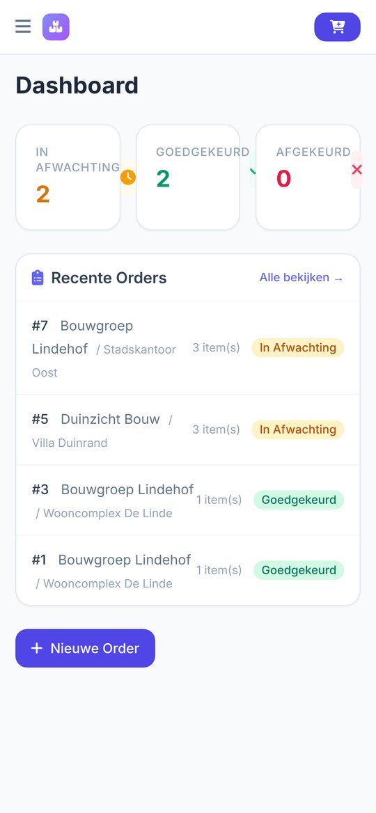 Dashboard van de uitvoerder op een telefoon